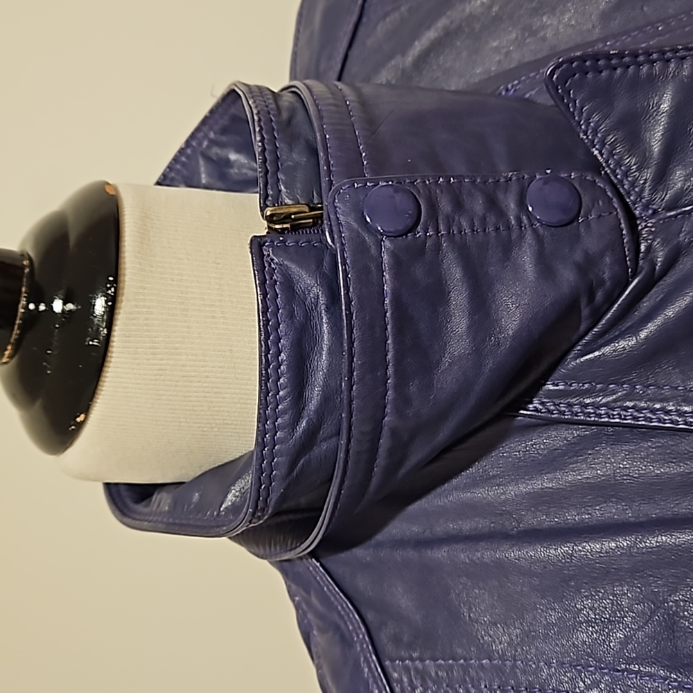 WILSON'S LEATHER Purple bomber biker moto jacket pockets lined  great color! - Picture 6 of 16
